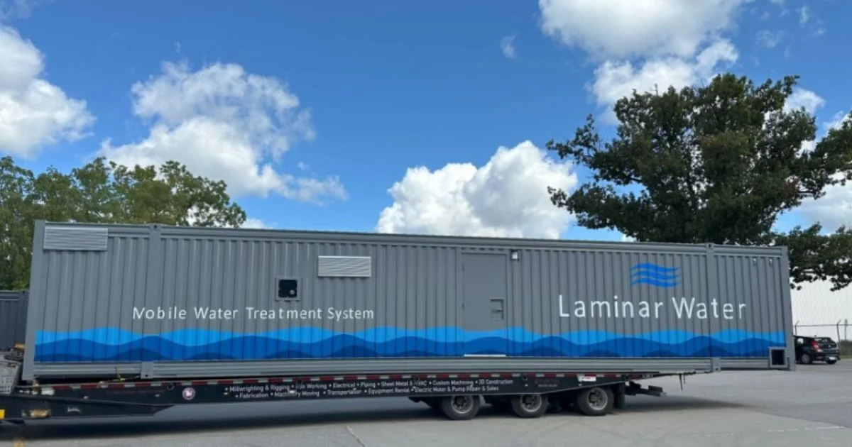 Laminar Water mobile containerized water treatment system on flatbed trailer